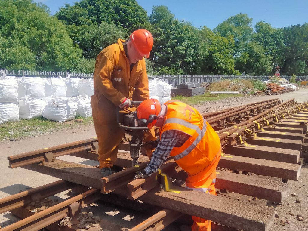 Volunteers working on the railway